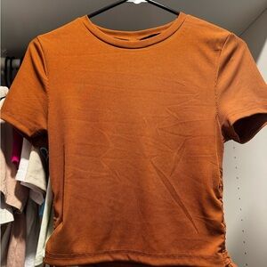 Brown Ribbed Women's Top